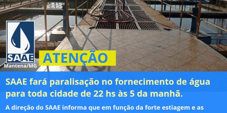 Informativo: SAAE fará paralisação no fornecimento de água