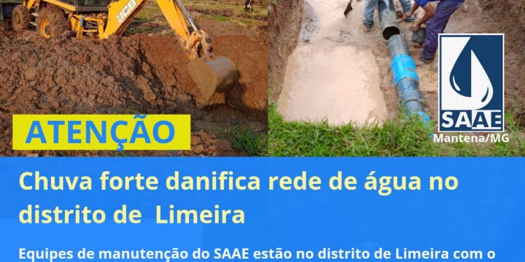 Chuva forte danifica rede de água no distrito de Limeira