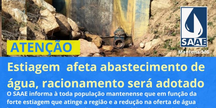 ESTIAGEM AFETA ABASTECIMENTO DE ÁGUA, RACIONAMENTO SERÁ ADOTADO.