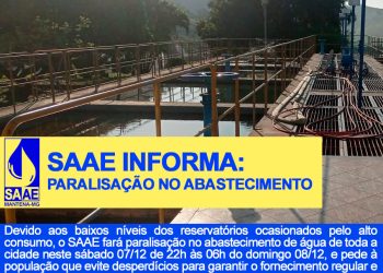 SAAE fará paralisação no abastecimento de 22h às 06h