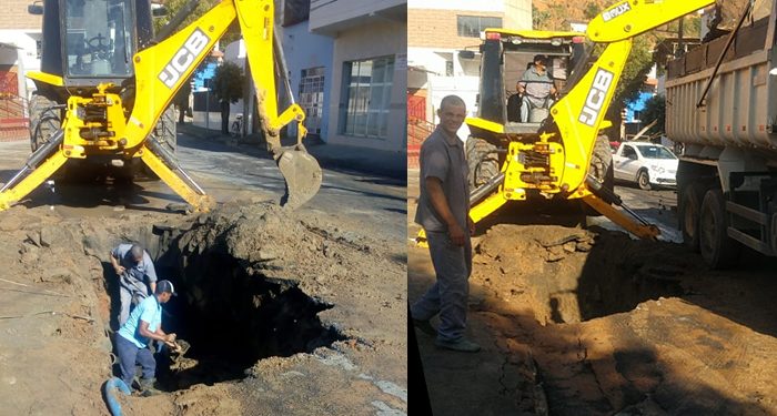 SAAE faz reparo em rede que se rompeu na rua São Francisco
